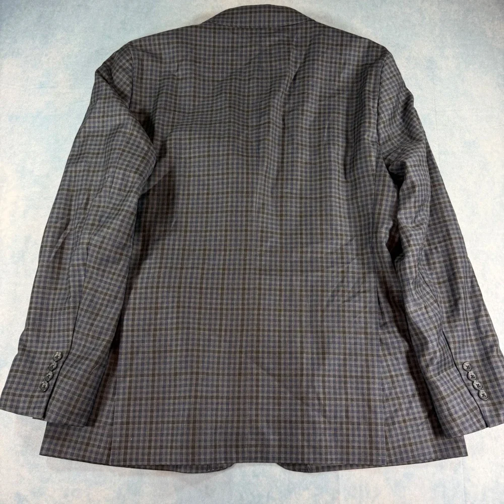Brooks Brothers Blazer Mens 46R Blue Check Reda Italian Wool Slim Unstructered